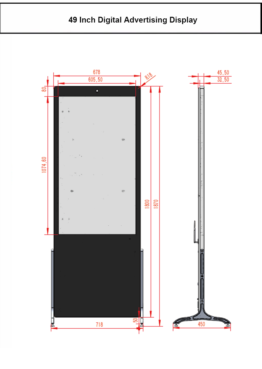 Freestanding Digital Advertising Display