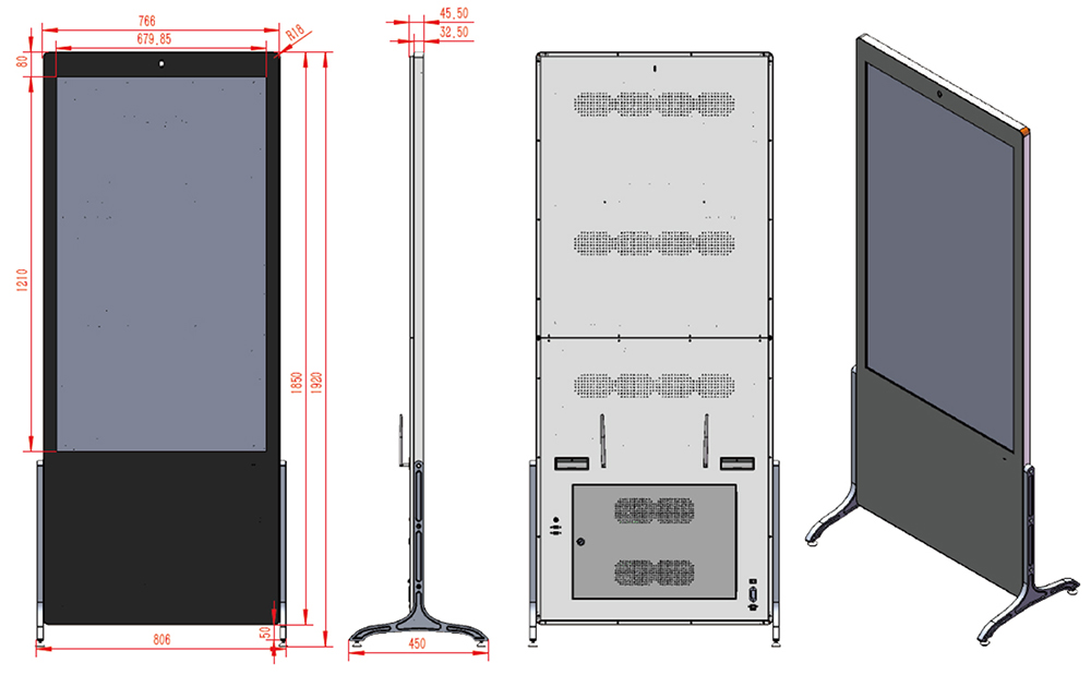 55 Inch Freestanding Digital Advertising Display