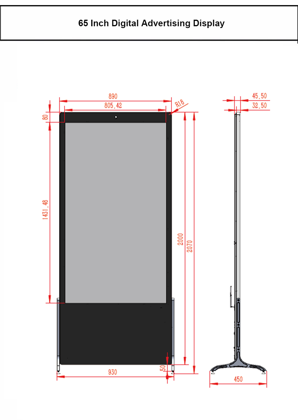 Freestanding Digital Advertising Display
