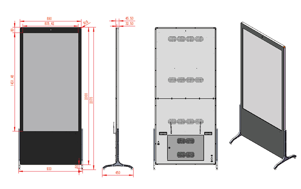 55 Inch Freestanding Digital Advertising Display